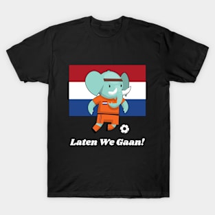 ⚽ Netherlands Football, Cute Elephant Kicks Ball, Laten We Gaan! T-Shirt